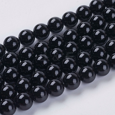 Natural Black Onyx Beads Strands X-G-G591-6mm-06-1