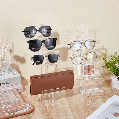 5-Slot Acrylic Eyeglasses Organizer Display Riser Stands ODIS-WH0043-238-1
