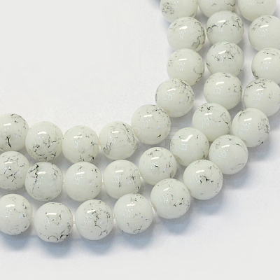 Baking Paint Glass Round Bead Strands DGLA-Q019-8mm-41-1