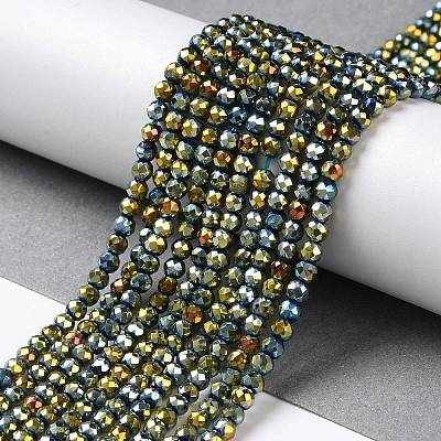 Electroplate Glass Beads Strands GLAA-H021-01B-FP05-1