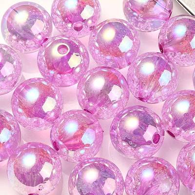 UV Plating Transparent Rainbow Iridescent Acrylic Beads TACR-D010-07G-1