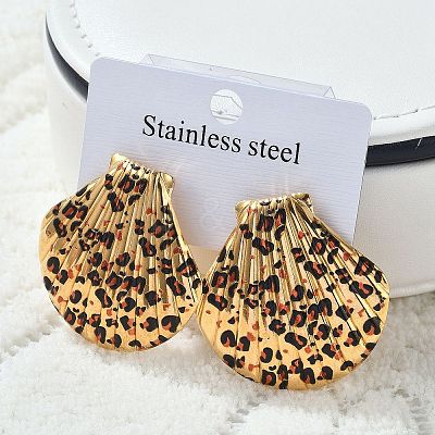 304 Stainless Steel Enamel Stud Earrings EJEW-Z084-15G-01-1