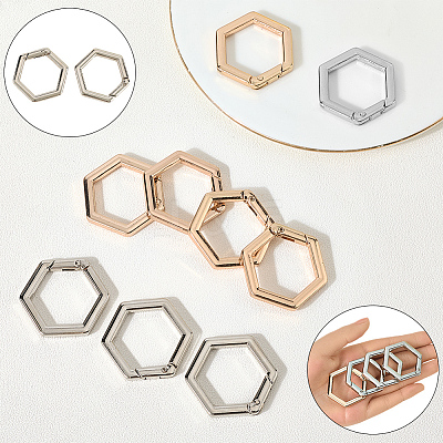 10Pcs 2 Colors Zinc Alloy Spring Gate Rings FIND-SP0004-34B-1