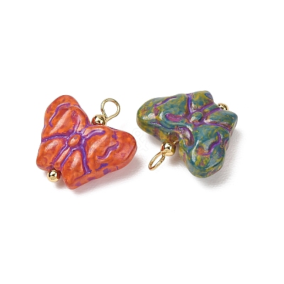 Baking Paint & Golden Metal Enlaced Glass Pendants GL-CBA010C-05G-1