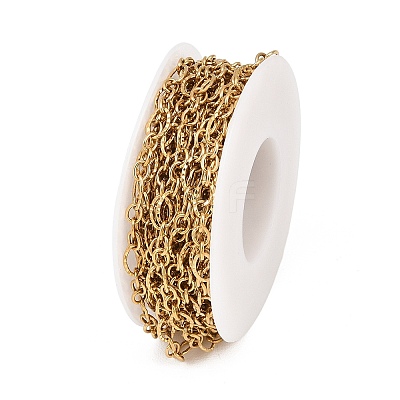 304 Stainless Steel Textured Oval Link Chains CHS-P028-12G-1