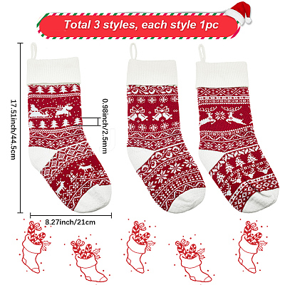 3Pcs 3 Styles Wool Yarn Knitted Hanging Christmas Stockings FEPA-SP0001-04B-1