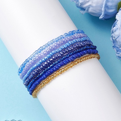 7Pcs Glass Seed Beads Stretch Bracelets for Women BJEW-MZ00265-1