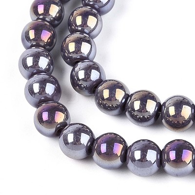 Electroplate Opaque Glass Beads Strands LS-GLAA-T032-P8mm-AB15-1