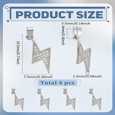 4Pcs Brass Micro Pave Cubic Zirconia Pendants ZIRC-LP0001-18P-1