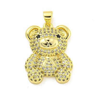 Brass Micro Pave Clear Cubic Zirconia Pendants KK-R159-12G-01-1