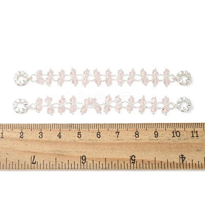 Brass Pink Cubic Zirconia Chain Tassel European Safety Chain Charms KK-A236-06S-02-1