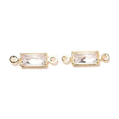 Brass Micro Pave Clear Cubic Zirconia Link Connectors ZIRC-K087-12KCG-1