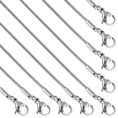 12Pcs 304 Stainless Steel Round Snake Chain Necklaces NJEW-SC0001-05-1