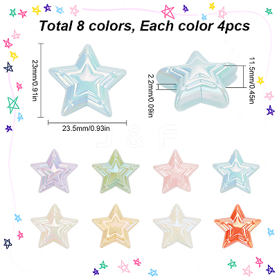 32pcs 8 colors UV Plating Acrylic Beads MACR-SC0001-48-1
