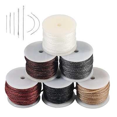 6 Rolls 6 Colors Flat Waxed Polyester Cord YC-CY0001-03-1
