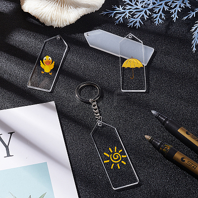 DIY Rectangle with Angle Acrylic Pendant Keychain Making Kits DIY-BC0001-62P-1