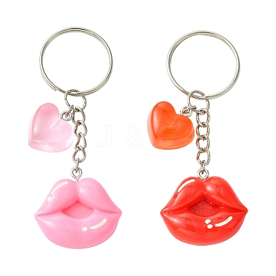 2Pcs Resin Pendants Keychain KEYC-YW00191-01-1