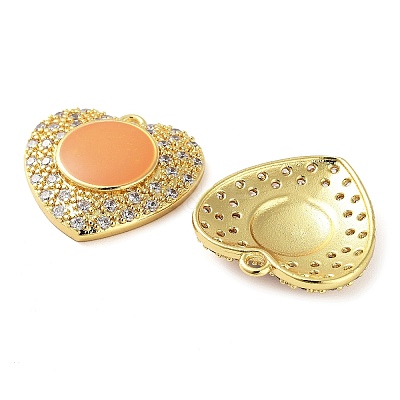 Brass Micro Pave Clear Cubic Zirconia Pendants KK-F871-07G-1