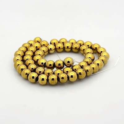 Round Non-magnetic Synthetic Hematite Beads Strands G-P061-53-8mm-1