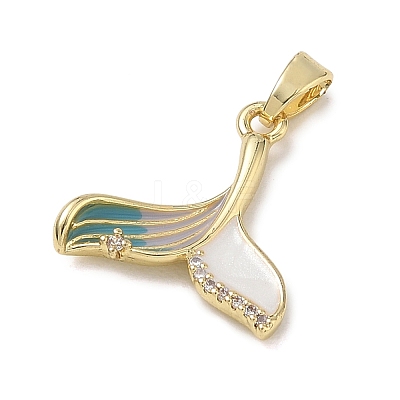 Brass Enamel & Clear Cubic Zirconia Pendants LS-KK-G603-01G-02-1