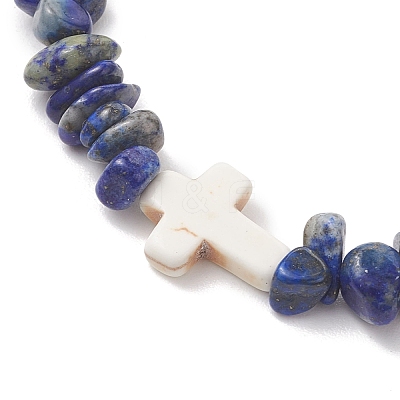 Natural Lapis Lazuli & Synthetic Turquoise Beaded Bracelets for Women BJEW-JB13230-1