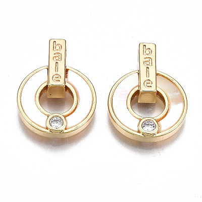 Brass Micro Pave Clear Cubic Zirconia Pendants KK-S356-316-NF-1