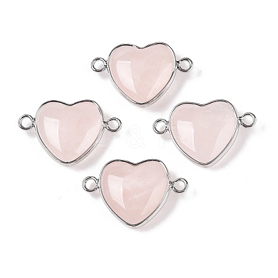 Natural Rose Quartz Love Heart Pendants G-T138-205H-P-1