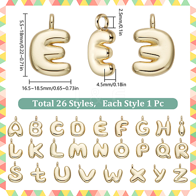 26Pcs 26 Styles Rack Plating Brass Pendants KK-SC0005-89-1