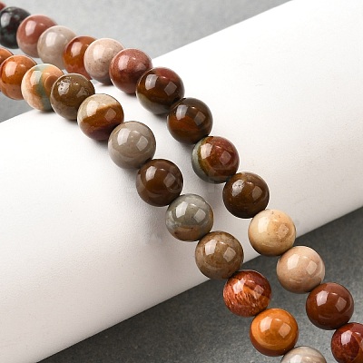 Natural Picture Jasper Beads Strands G-S390-07-6mm-1