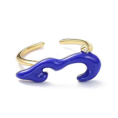 Brass Enamel Cuff Rings RJEW-P023-24G-1