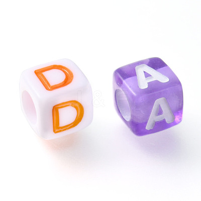DIY 26 Letter Acrylic Beads Stretch Bracelets Kits for Children's Day DIY-LS0001-04-1