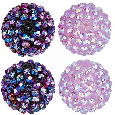 40Pcs 2 Colors AB-Color Resin Rhinestone Beads RESI-PA0001-28-1