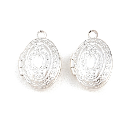 Oval Brass Locket Pendants KK-K414-12F-S-1