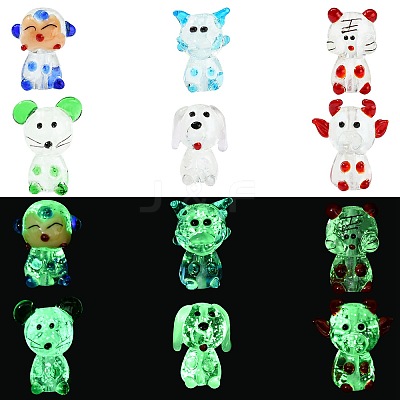 12Pcs 6 Styles Luminous Handmade Lampwork Beads LAMP-SZ0001-38-1