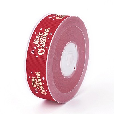Polyester Grosgrain Ribbon for Christmas SRIB-P013-D02-1