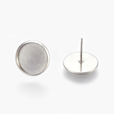 Tarnish Resistant Eco-Friendly 316 Surgical Stainless Steel Stud Earring Settings STAS-F181-01P-12mm-1