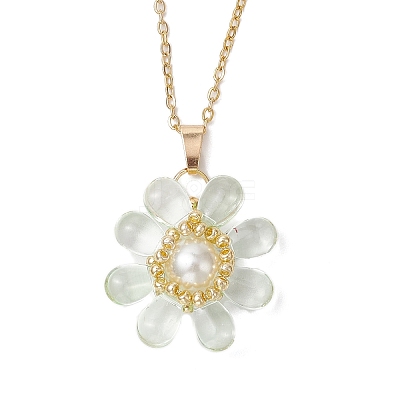 Glass & Glass Pearl Beads Pendants Necklaces for Women NJEW-MZ00106-01-1