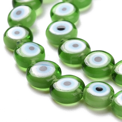 Handmade Evil Eye Lampwork Flat Round Bead Strands LAMP-L058-6mm-19-1
