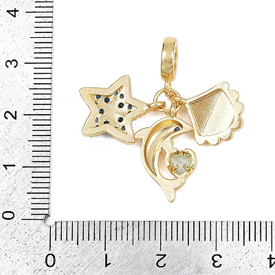 Rack Plating Brass Micro Pave Cubic Zirconia Pendants KK-M309-32G-1