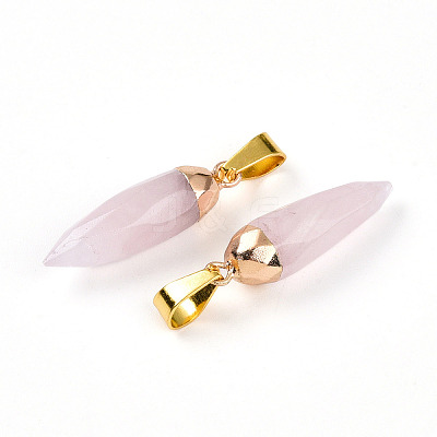 Natural Rose Quartz Pendants G-N345-01C-1