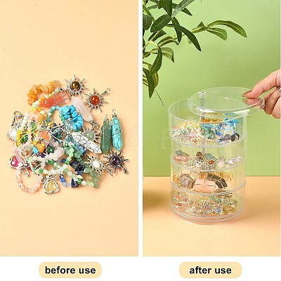 Rotatable 4-Layer Plastic Jewelry Storage Box AJEW-YW0001-14-1