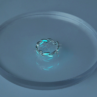 Luminous Brass Leaf Open Cuff Ring LUMI-PW0001-111S-02-1