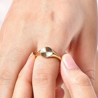 Flat Round 304 Stainless Steel Finger Rings FS-WG268FC-03-1