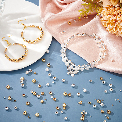 300Pcs 2 Colors 5 Sizes Rack Plating Brass Beads KK-PH0006-43-1