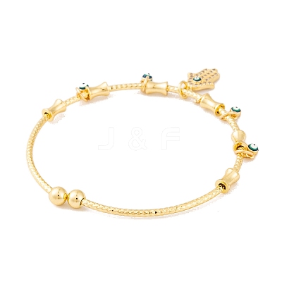 Brass Pave Clear Cubic Zirconia Charm Bangles for Women BJEW-S147-20A-G-1
