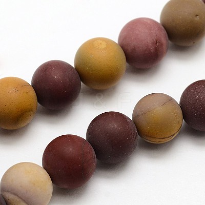 Natural Mookaite Frosted Round Bead Strands G-O039-04-8mm-1