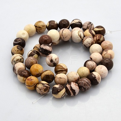 Round Natural Zebra Jasper Beads Strands G-N0120-41-8mm-1