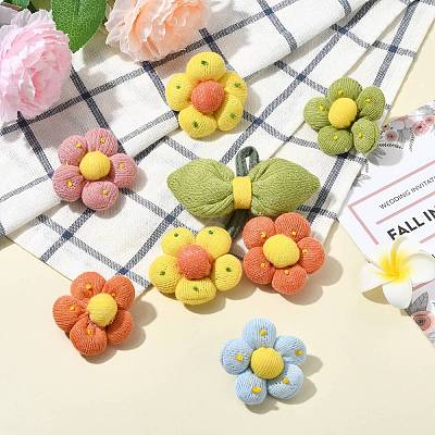 6Pcs 6 Styles Flower Cotton Brooches JEWB-CJ0001-72-1