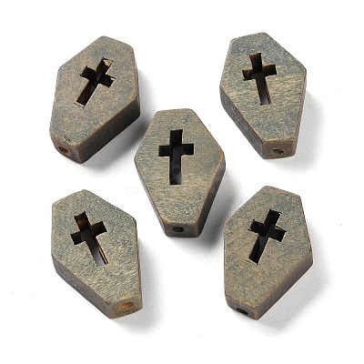 Printed Wood Beads WOOD-Z002-15D-1