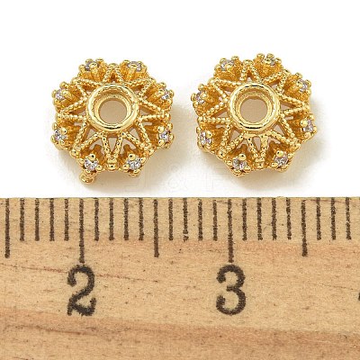 Rack Plating Brass Micro Pave Clear Cubic Zirconia Bead Caps KK-K386-09A-G-1